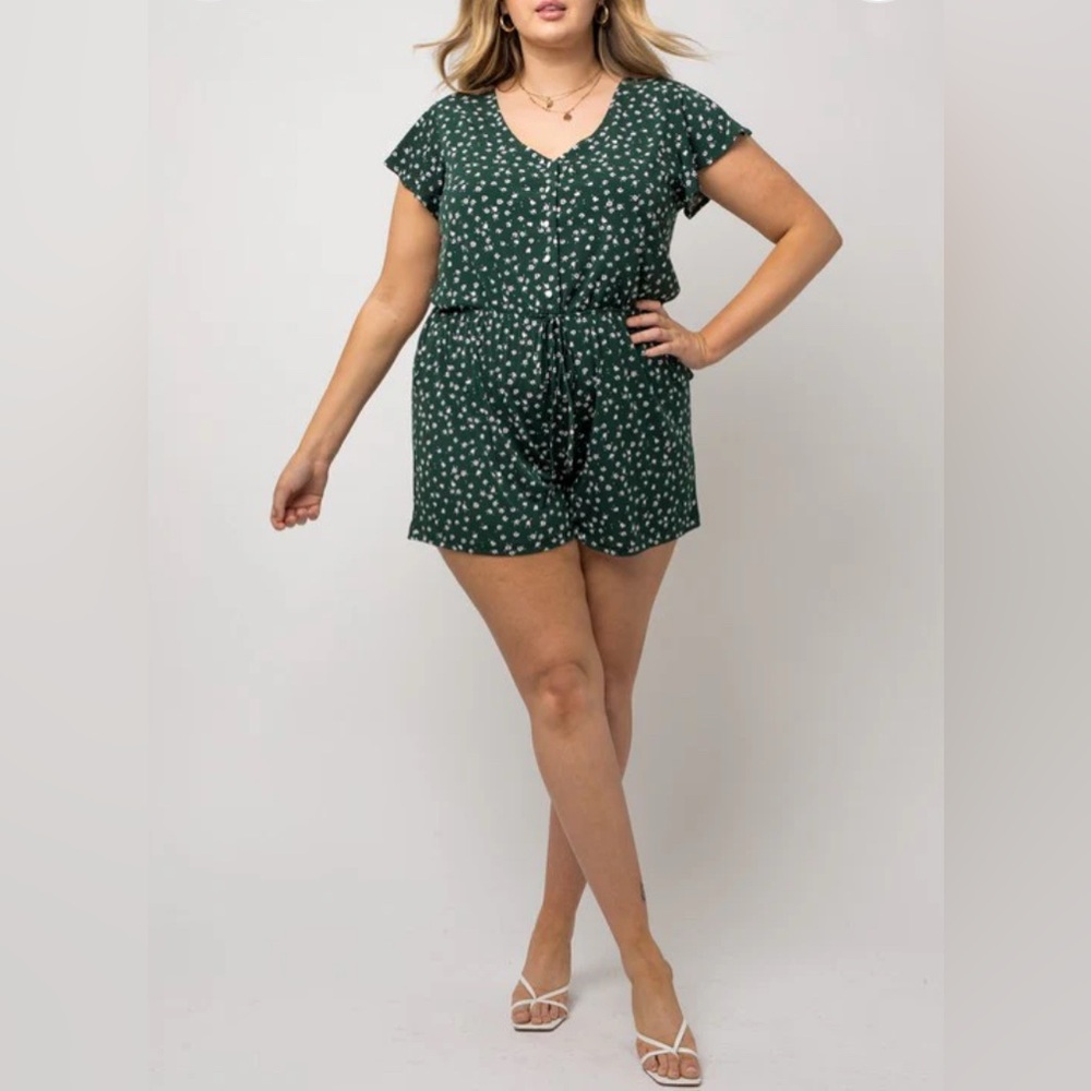 Gilli Dark Green Floral Romper